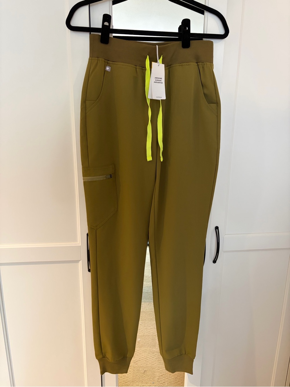 FIGS Women’s Zamora High-Rise Jogger Scrub Pants in Martini Olive - Small Tall